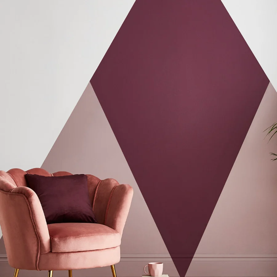 Room set featuring epoch paint in a geometric diamond shape