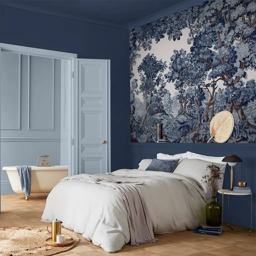 bedroom room set with bodenham twilight bespoke mural