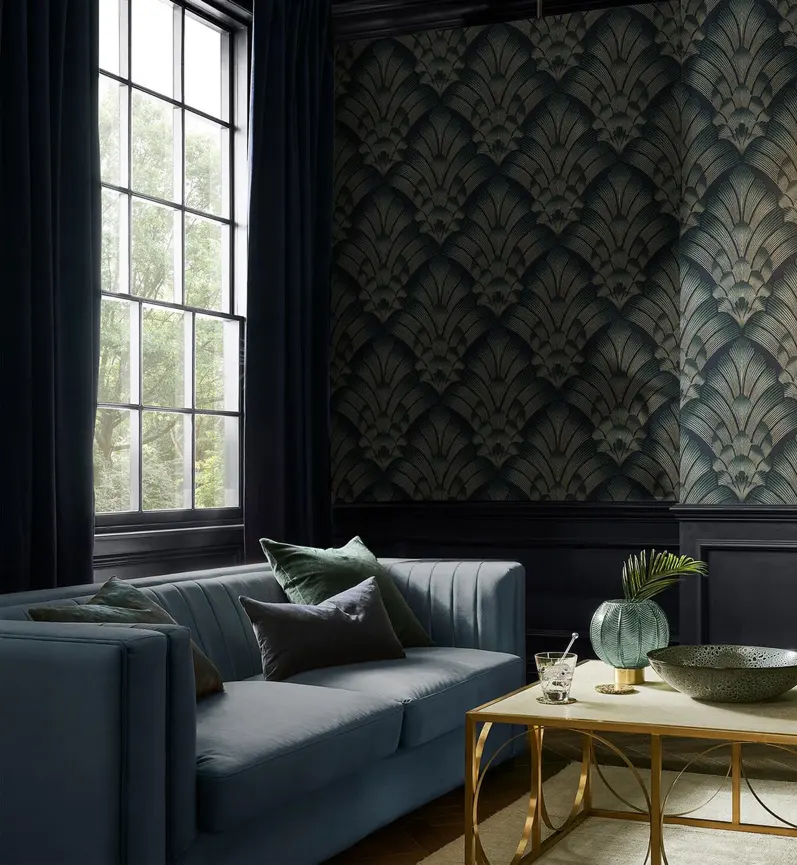 Renaissance Petrol Wallpaper