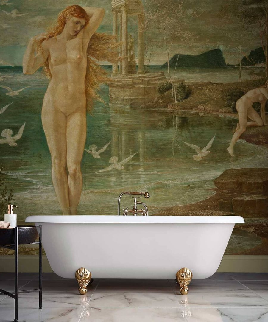 Crane the Renaisance of Venus bespoke mural in bathroom