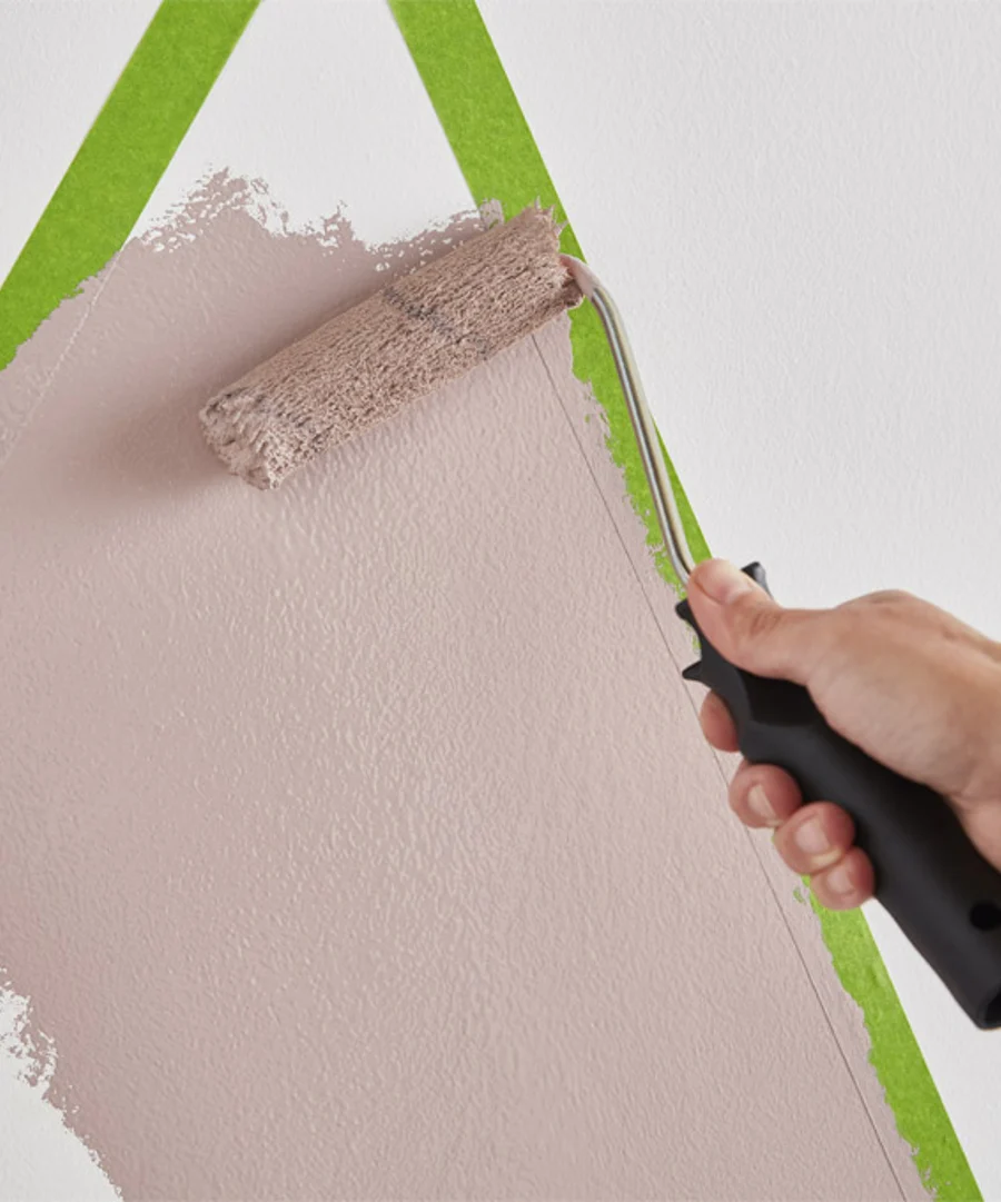 image of somebody painting geometric shape