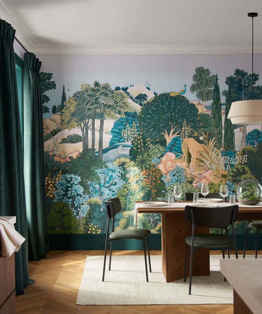 New eden wall mural in a dining room