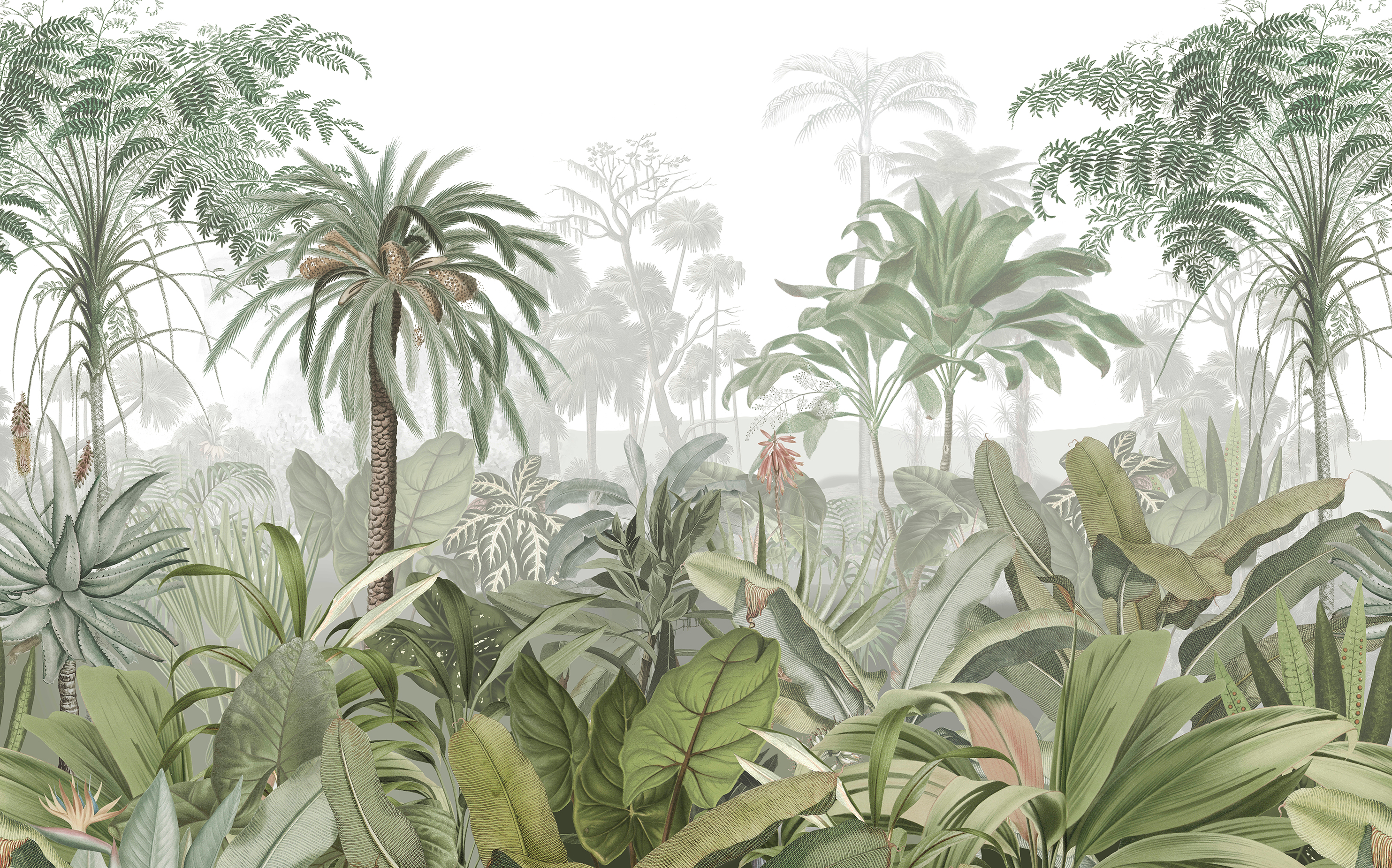 Paradise Jungle Palm bespoke mural design detail