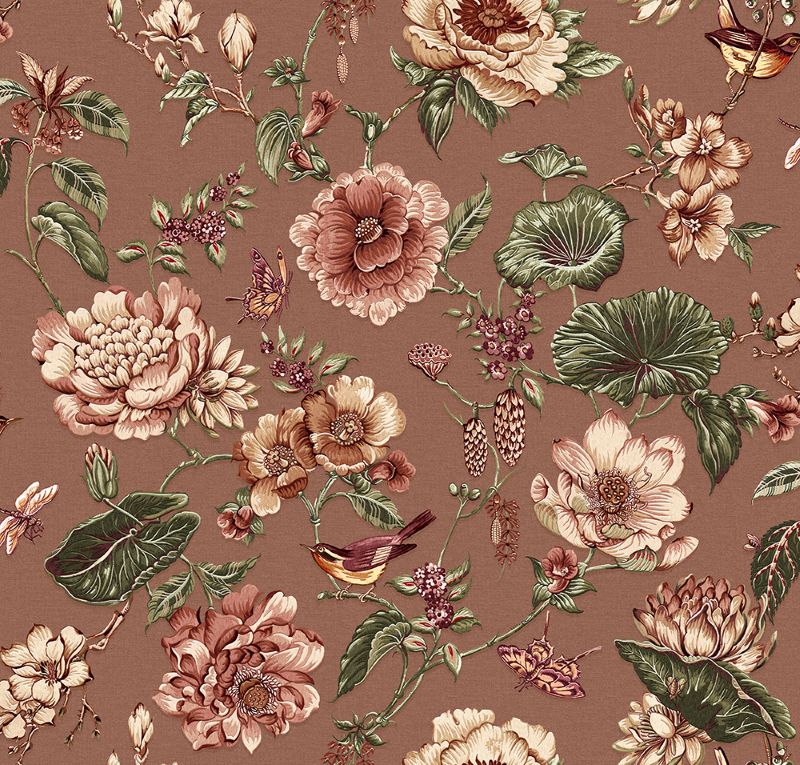 Roselle Grove wallpaper design detail in emerald green