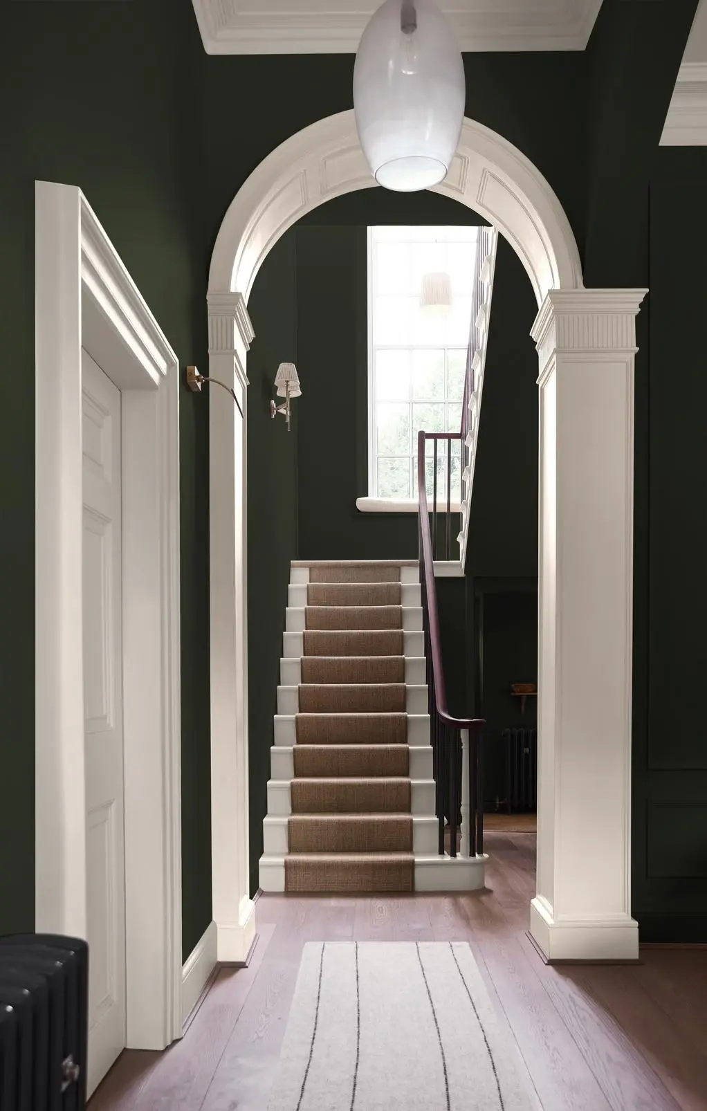 hallway image with staircase featuring Sue's Jumper and Pebble paint