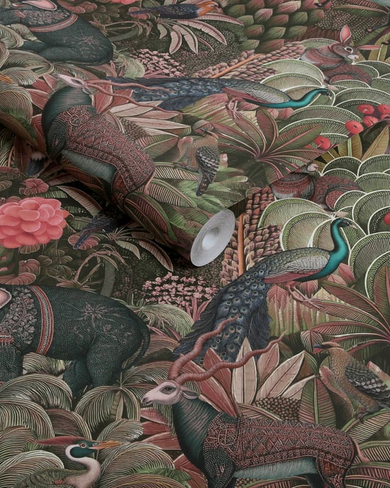 Papier peint Jungle Jamboree Damson en rouleau