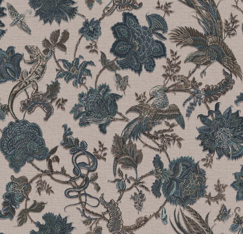 Eternal Weave wallpaper design detail in a denim blue colourway
