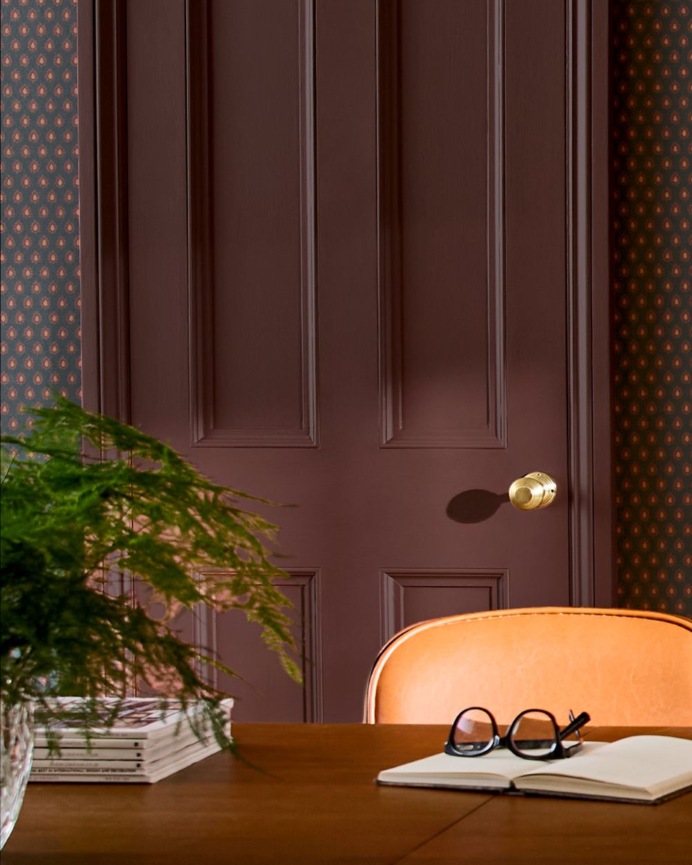 Chilli Cocoa Interior Wood Paint covering a door and trims