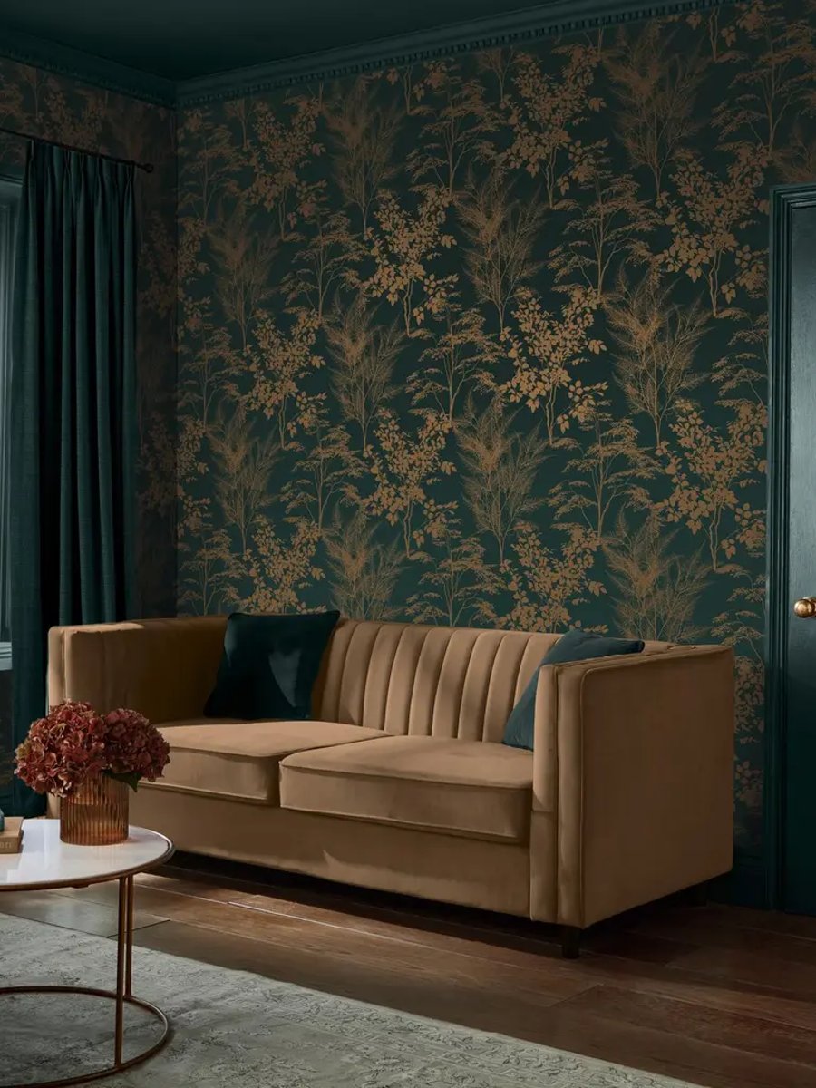 Mystic Petrol Wallpaper in a Living Room