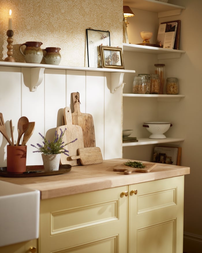 Creme Brulee paint used on kitchen cabinetry