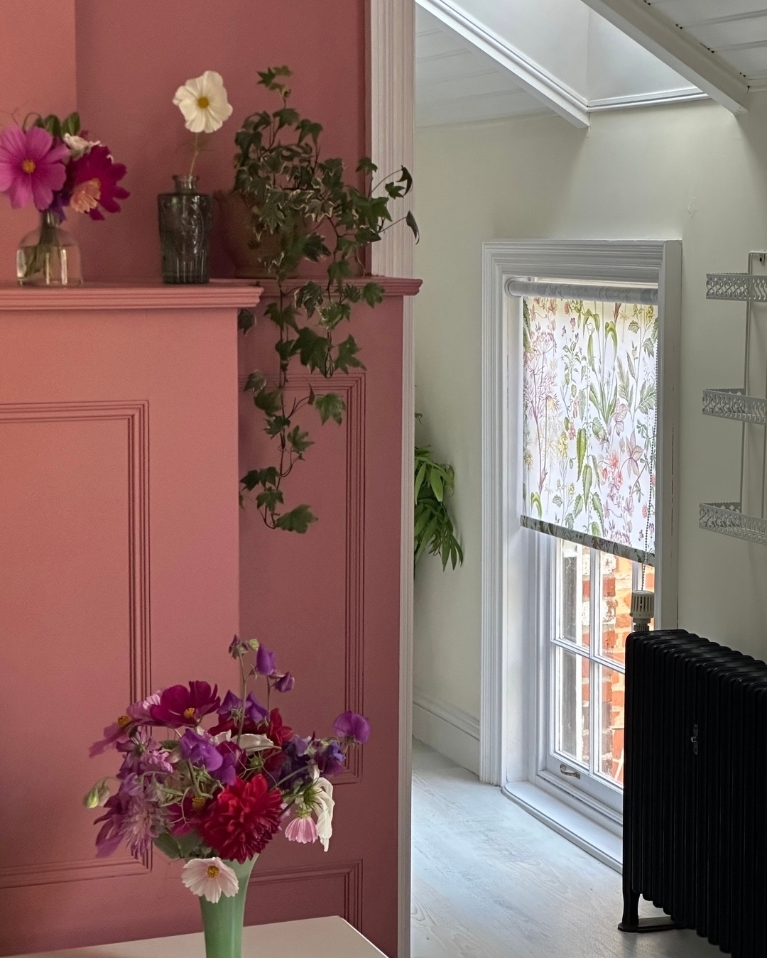 Edulis Sage roller blind and Bobbi paint in a customer's home