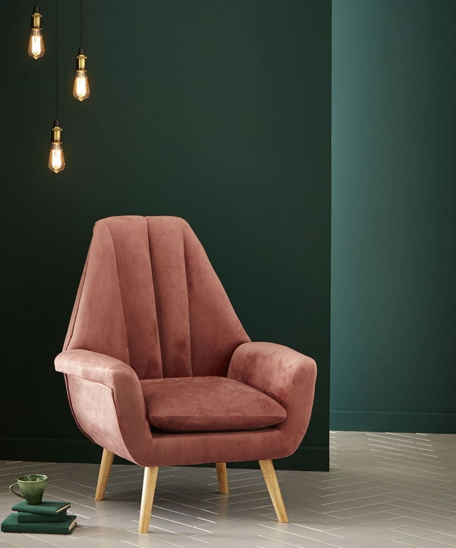 Corner of a room set including a chair and Adeline paint