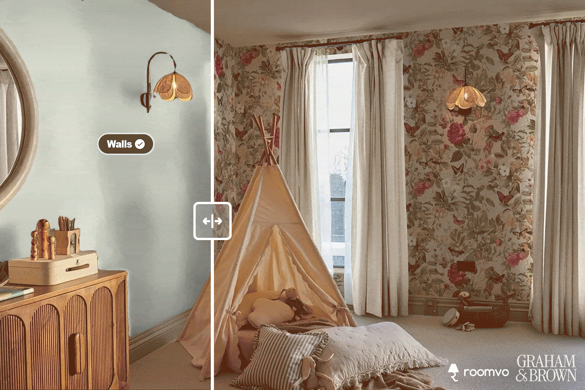 Mobile view of Roomvo visualizer tool 