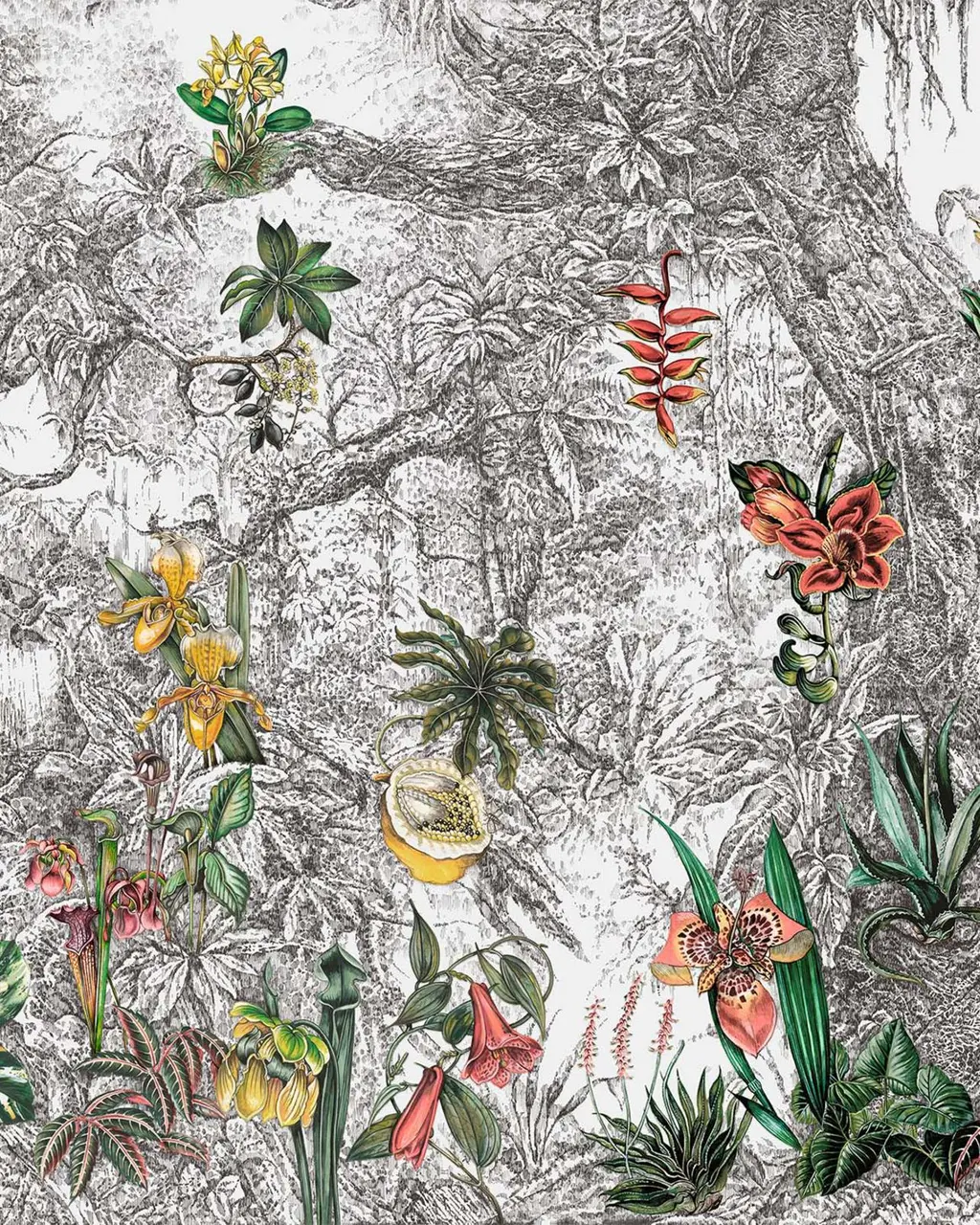 Whispering Tropics Ivory Panoramic Bespoke Mural Design
