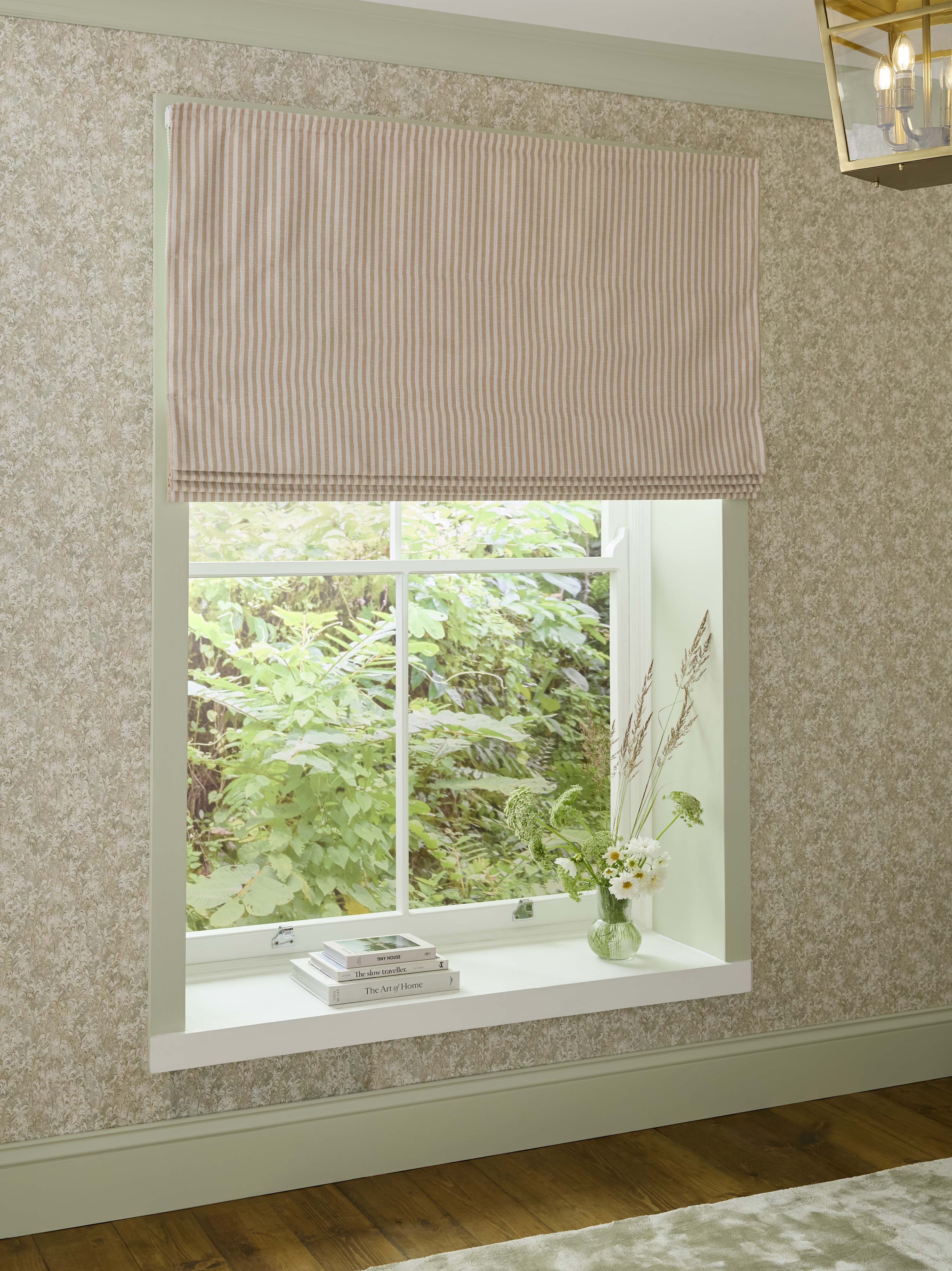 Elara Stripe Blind in a bedroom