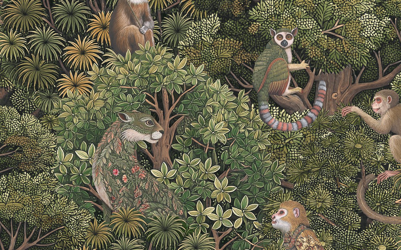 Treetop Troop Green Wallpaper