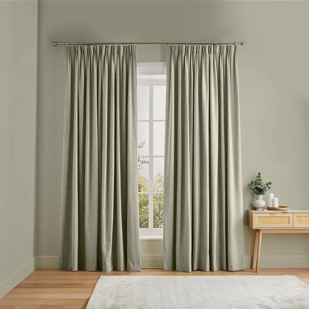 Room set featuring Wallace Nude Curtains 