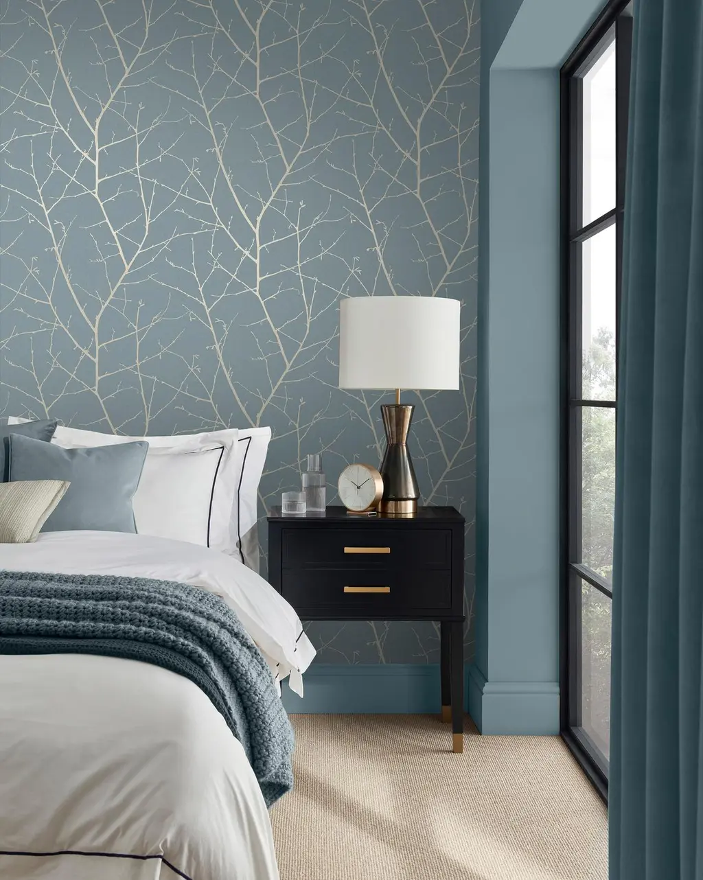 Boreas Breathe Wallpaper in a bedroom