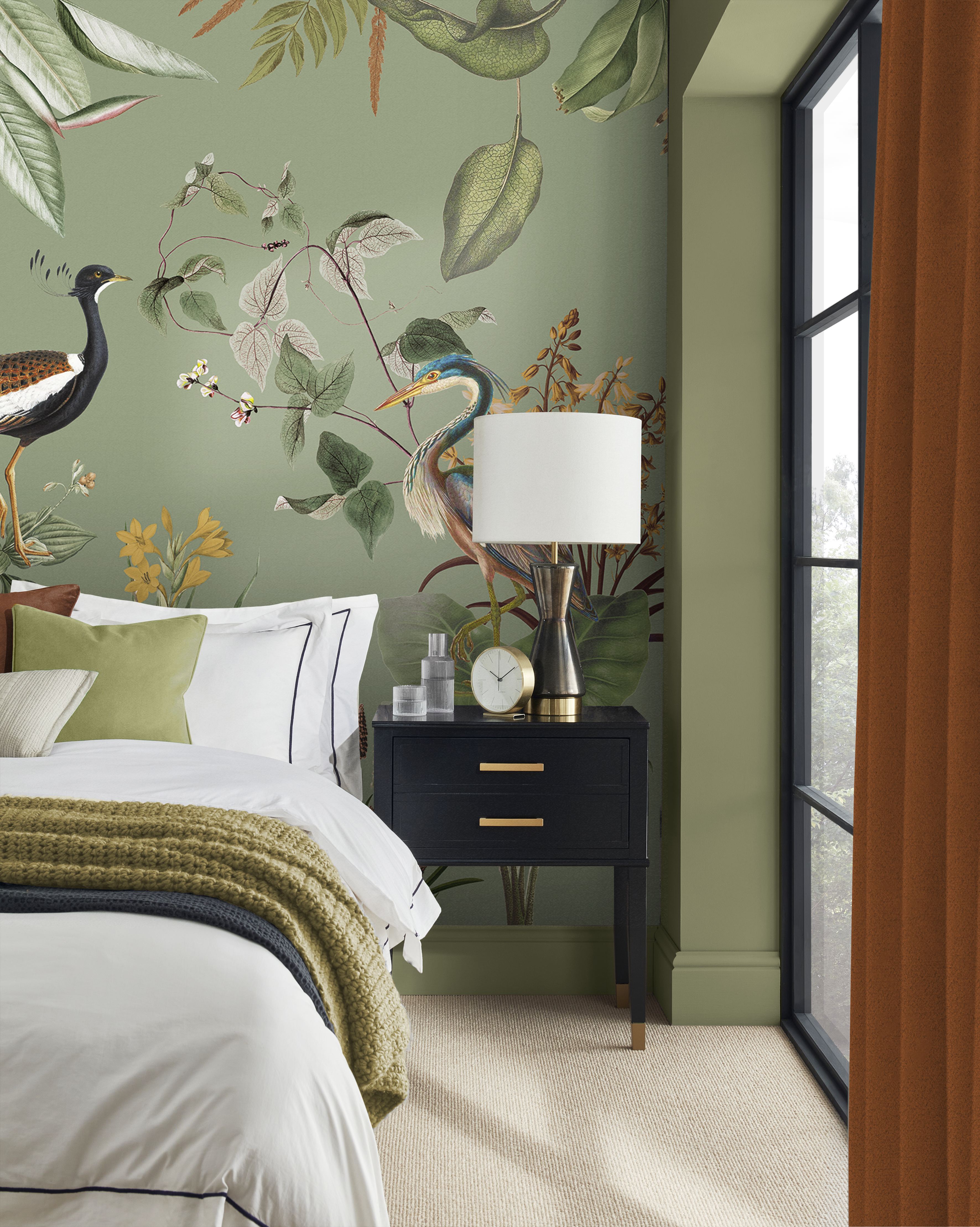 Dierlijk op maat fotobehang in een slaapkameromgeving