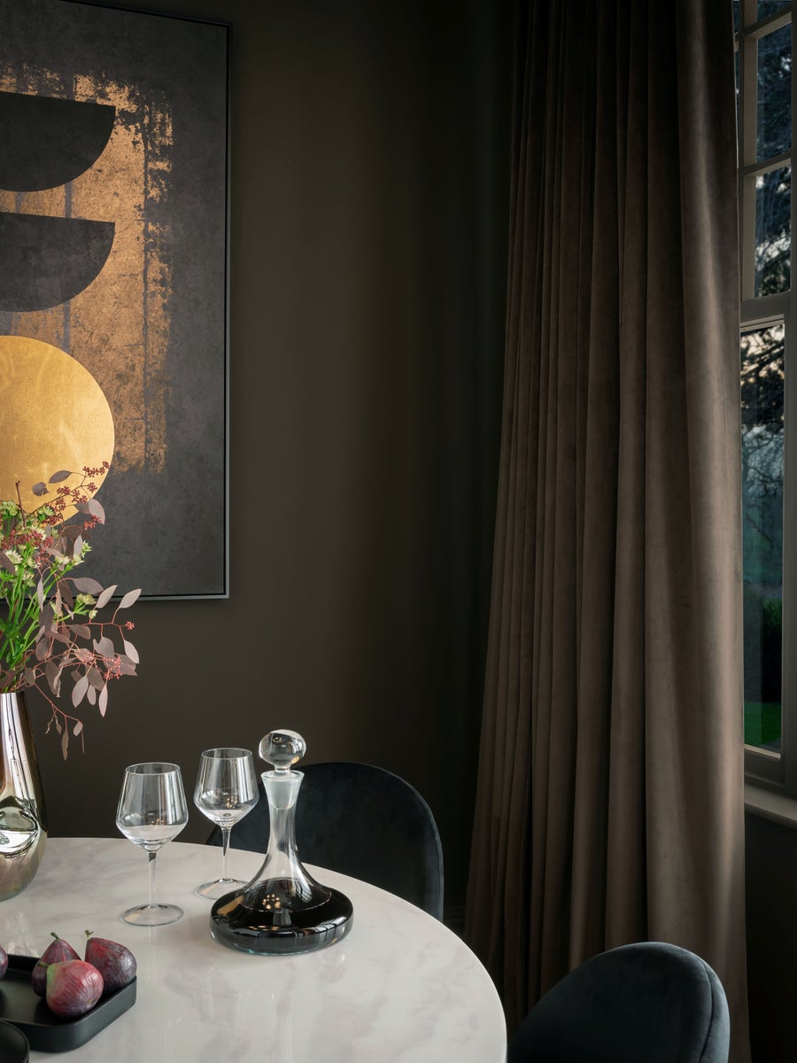 Lavish Deep Brown Rideau dans une salle à manger