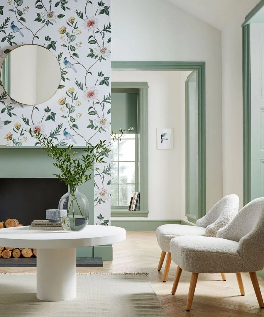 Nuit lush wallpaper on a chimney breast