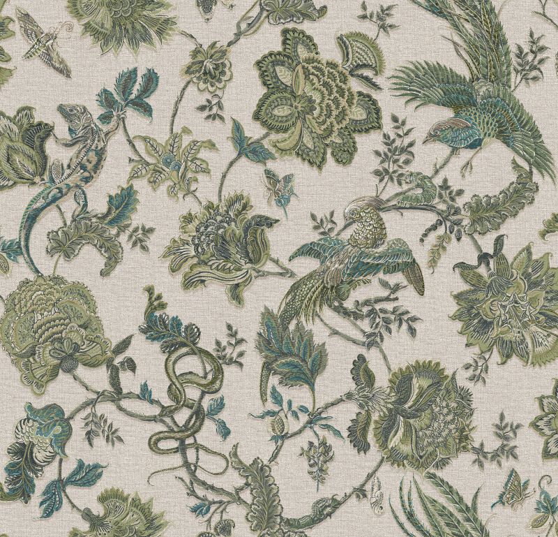 Eternal Weave wallpaper design detail in a sage green colourway