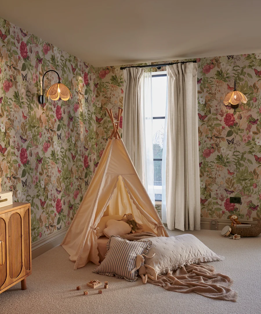 Bodnant Garden A/B wallpaper in a children's bedroom
