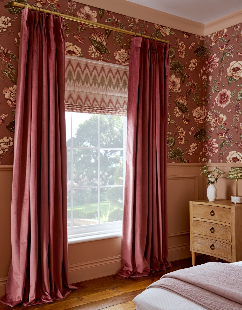 Opulence Vintage Mulberry Curtains in bedroom setting