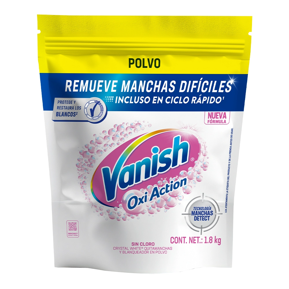 Vanish Oxi Action® Crystal White® potenciador y blanqueador de lavado en polvo sin cloro 1.8kg