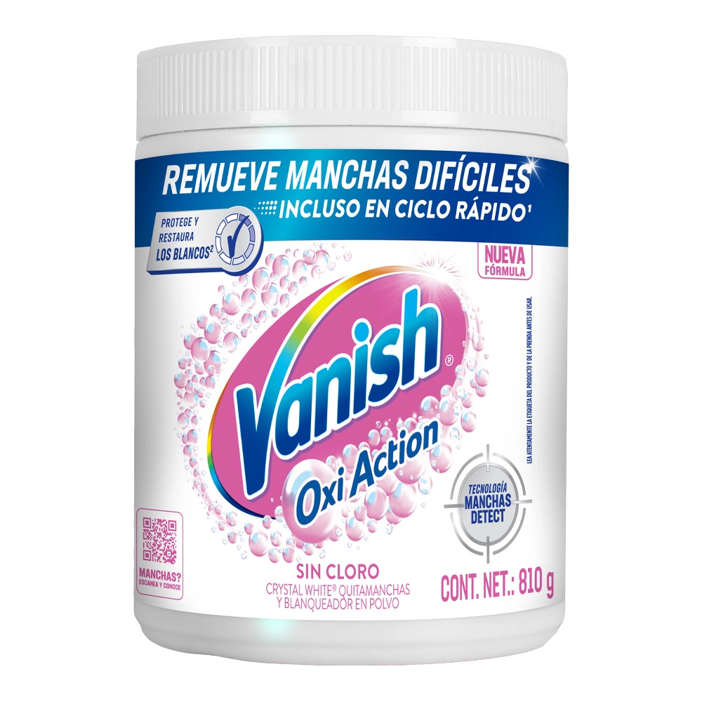 Vanish Oxi Action® Crystal White® potenciador y blanqueador de lavado en polvo sin cloro 810g