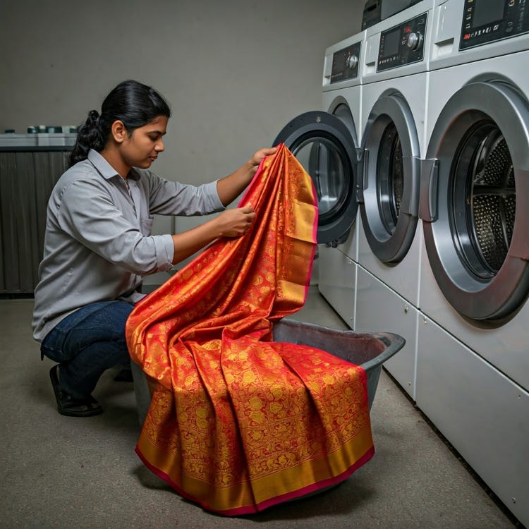 clean silk saree
