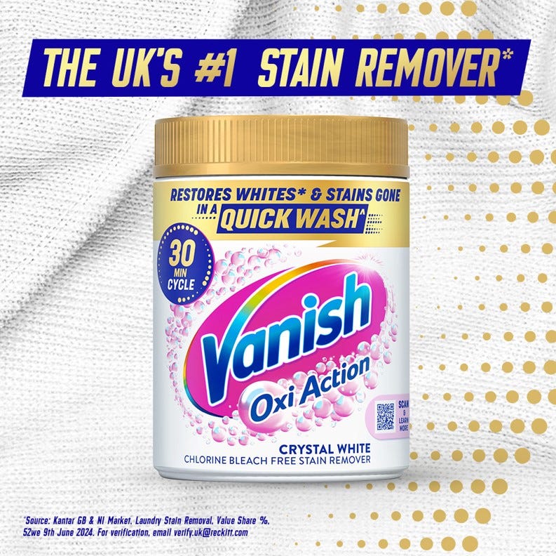 STAINS REMOVED BY VANISH