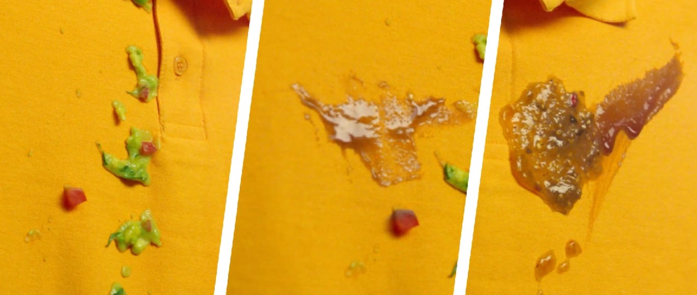 ropa de color con mancha de grasa