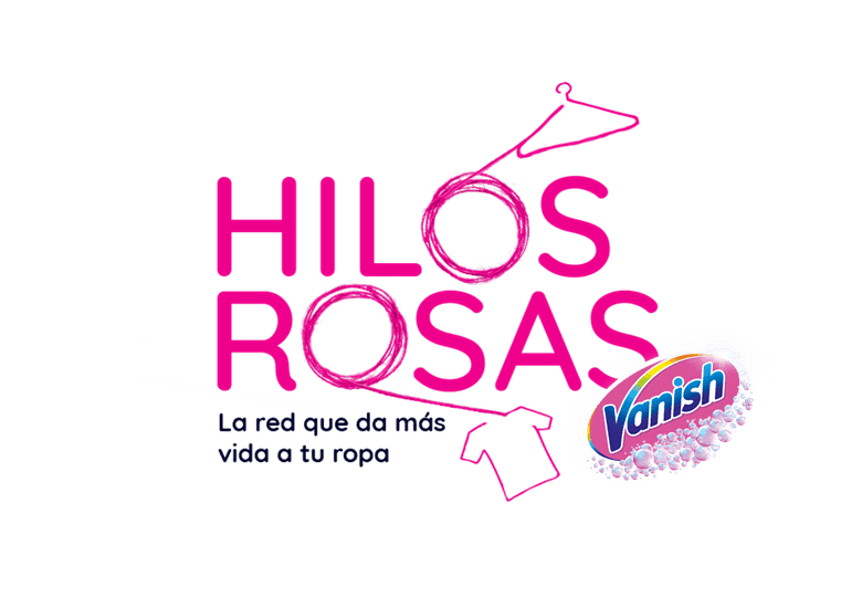 Logo de Vanish y de Hilos Rosas con texto del mismo color