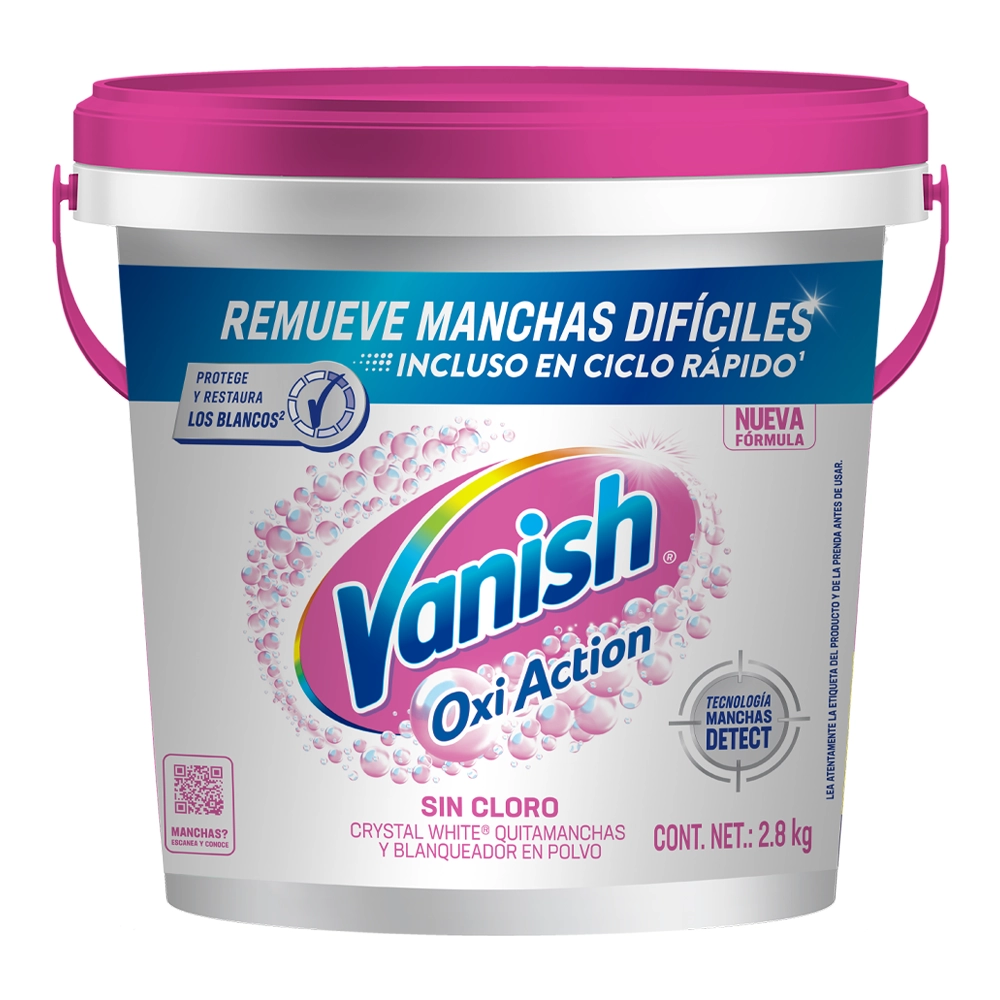 Vanish Oxi Action® Crystal White® potenciador y blanqueador de lavado en polvo sin cloro 2.8kg
