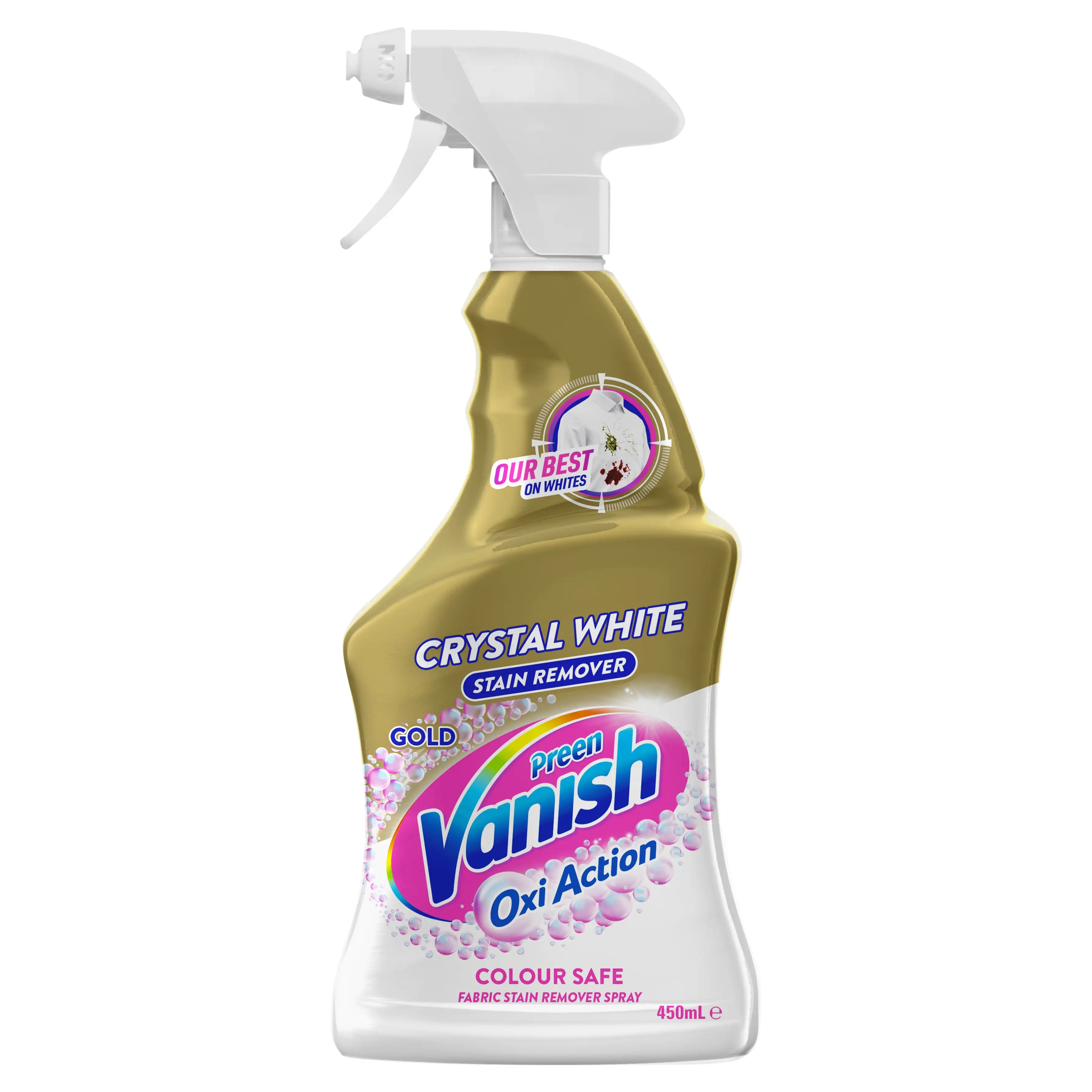 Vanish Preen Gold Oxi Action White Stain Remover Spray 450ml