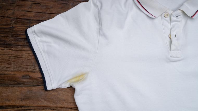  Deodorant stains on a white shirt