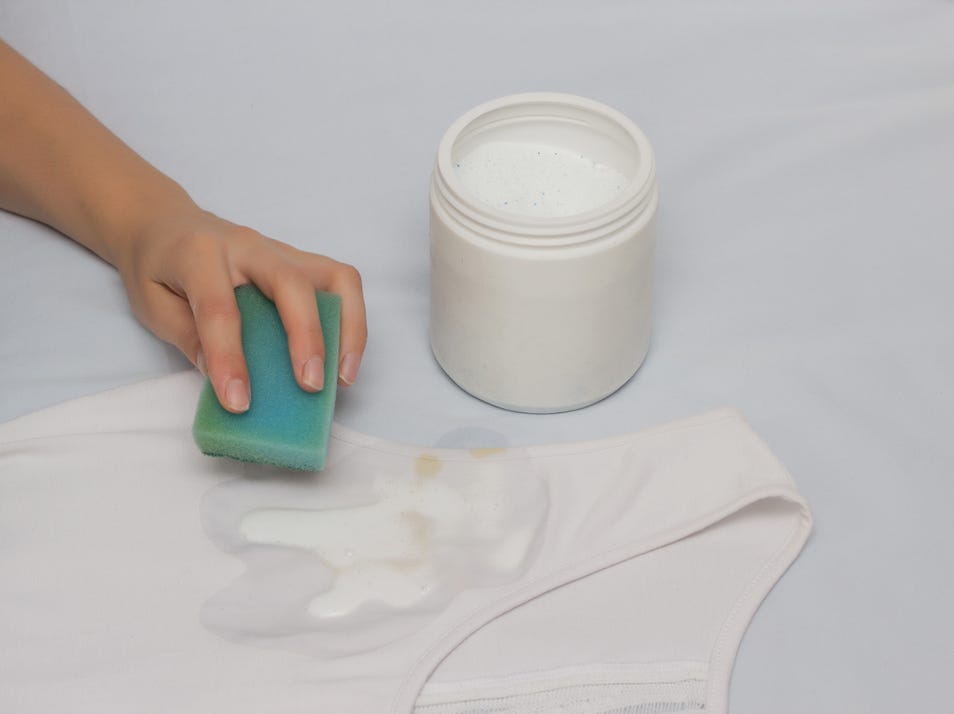 Removing stubborn whitener stains with simple household solutions