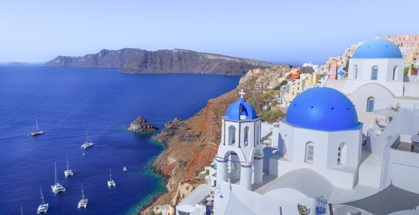 Aussicht auf das Dorf Oia, Santorin, Griechenland