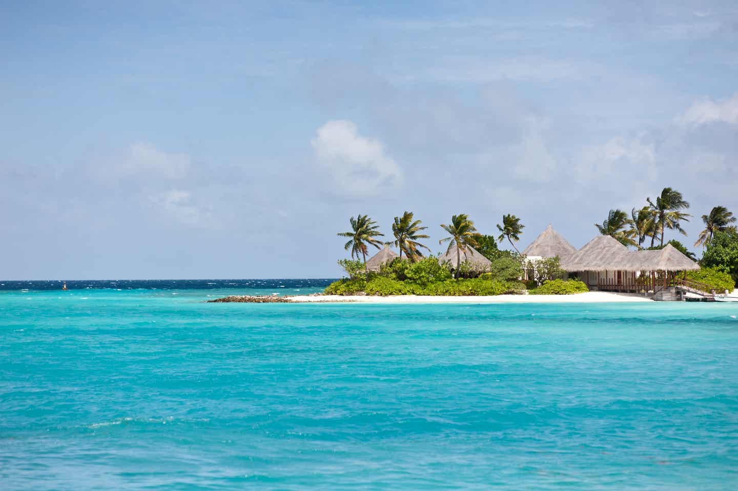 Malediven, Insel mit Bungalows