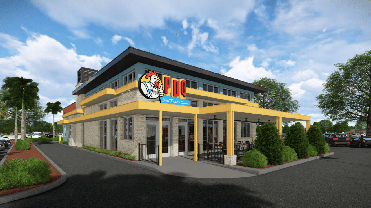 A rendering of PDQ's refreshed restaurant A rendering of PDQ's refreshed restaurant