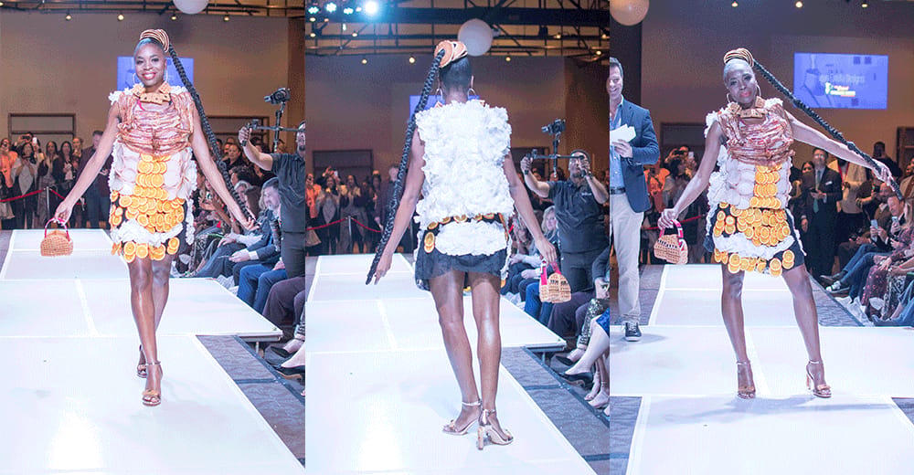Dresses made of takeout bags and toothpicks? Restaurant biz high fashion hits the runway Dresses made of takeout bags and toothpicks? Restaurant biz high fashion hits the runway