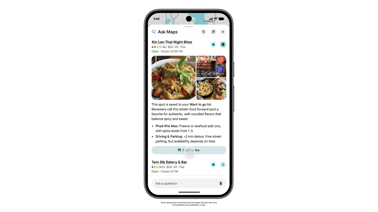 Google brings restaurant ordering to Google Maps