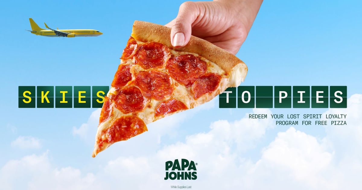 Papa Johns offers free pizza to Spirit Airlines loyalty members