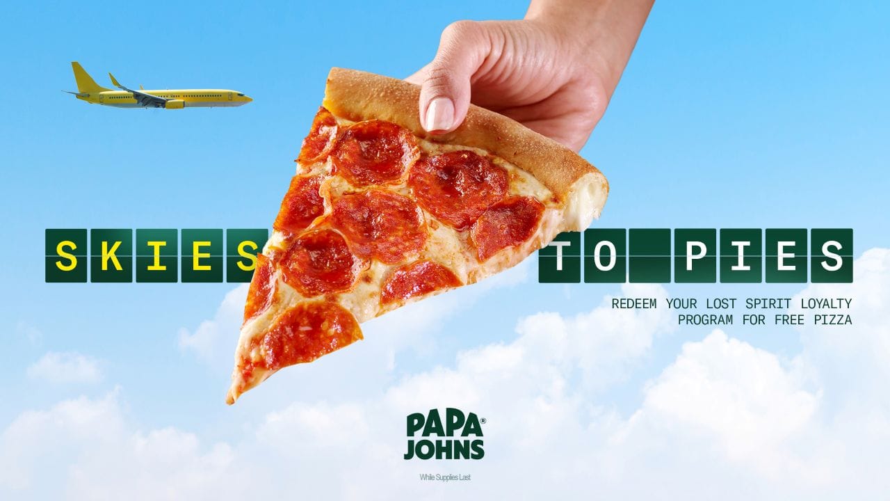 FoodWireDaily — Papa Johns offers free pizza to Spirit Airlines loyalty members