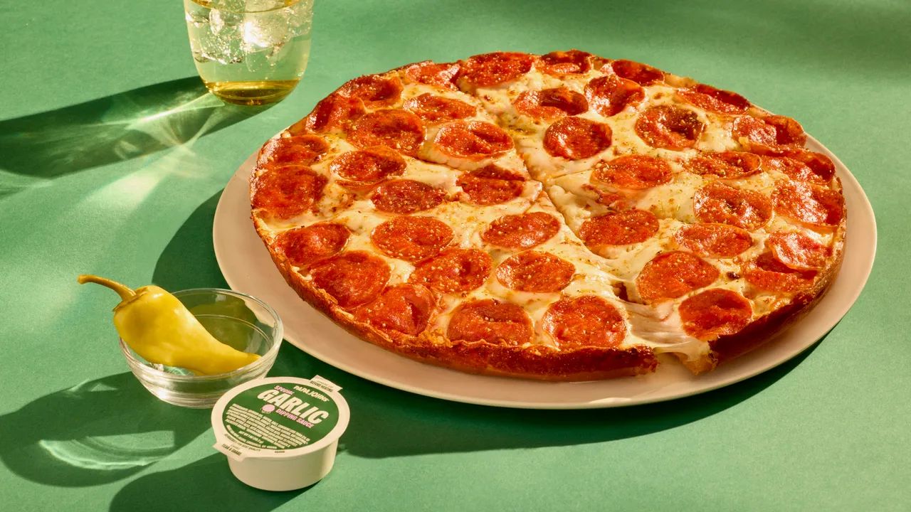 Papa Johns pepperoni pan pizza cheese pull Papa Johns pepperoni pan pizza cheese pull