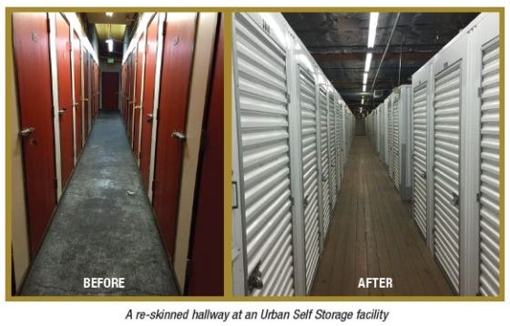 A re-skinned hallway at Urban Self Storage***