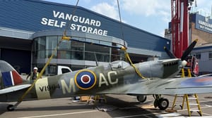 An image of replica of the Supermarine Spitfire plane at Vanguard Self Storage in West London An image of replica of the Supermarine Spitfire plane at Vanguard Self Storage in West London