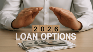 An image of the words 2026 Loan Options with the man's hands hovering over it An image of the words 2026 Loan Options with the man's hands hovering over it