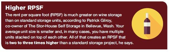 Self-storage wine RPSF